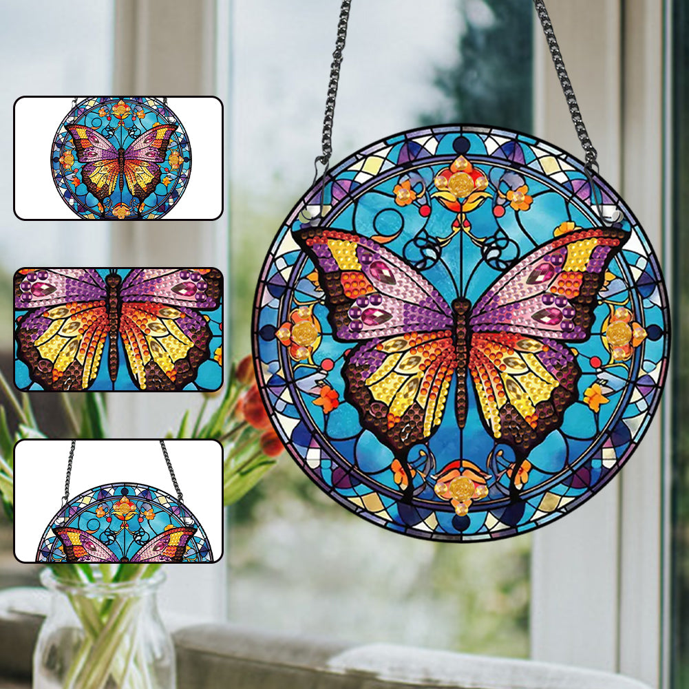 Acrylic Butterfly Single-Sided Diamond Painting Hanging Pendant (19.5x19.5cm