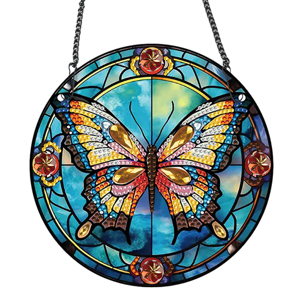 Acrylic Butterfly Single-Sided Diamond Painting Hanging Pendant (19.5x19.5cm