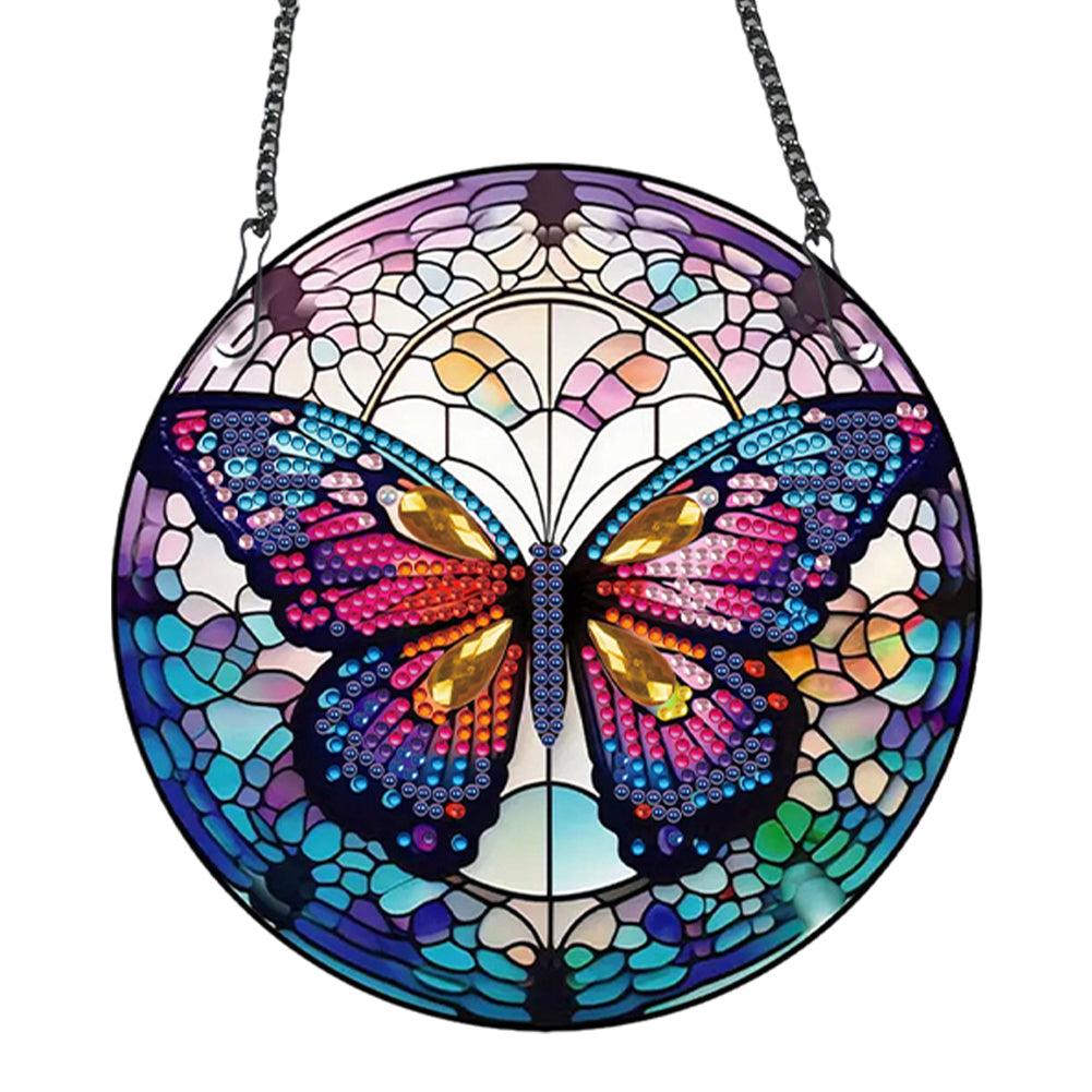 Acrylic Butterfly Single-Sided Diamond Painting Hanging Pendant (19.5x19.5cm