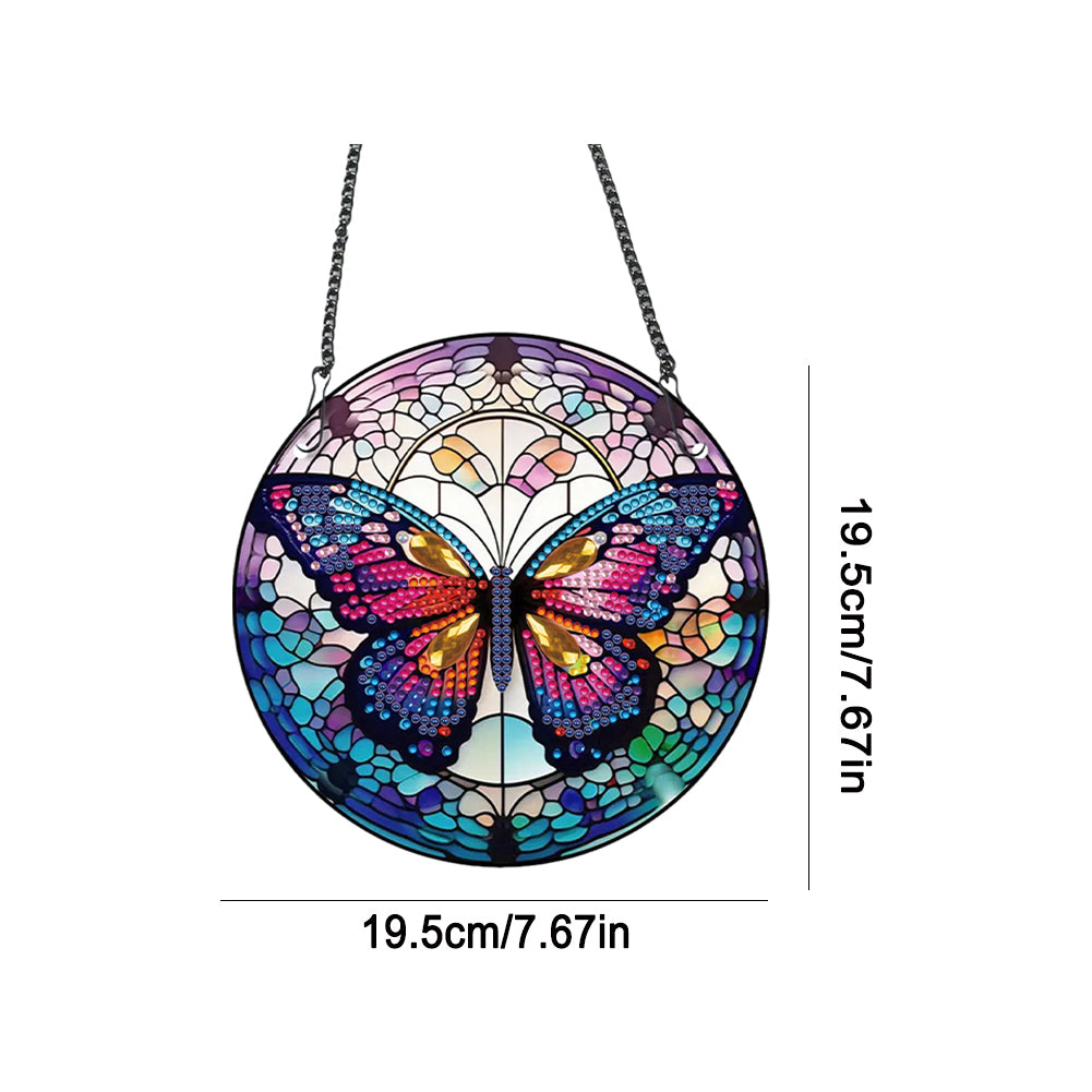 Acrylic Butterfly Single-Sided Diamond Painting Hanging Pendant (19.5x19.5cm