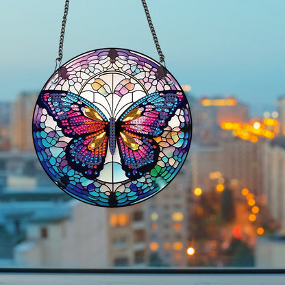 Acrylic Butterfly Single-Sided Diamond Painting Hanging Pendant (19.5x19.5cm