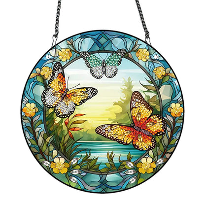 Acrylic Butterfly Single-Sided Diamond Painting Hanging Pendant (19.5x19.5cm