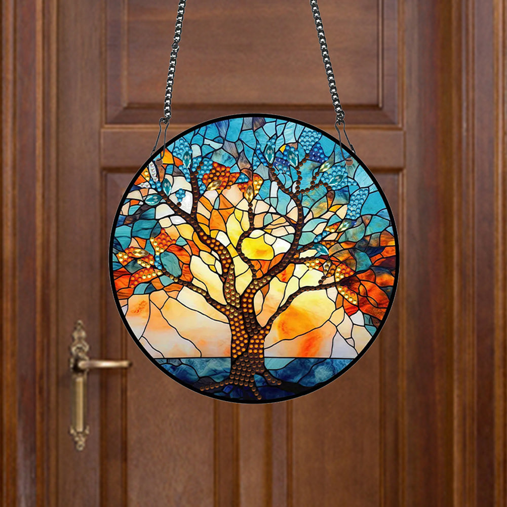 Acrylic Willow Tree Single-Sided Diamond Painting Hanging Pendant (19.5x19.5cm)