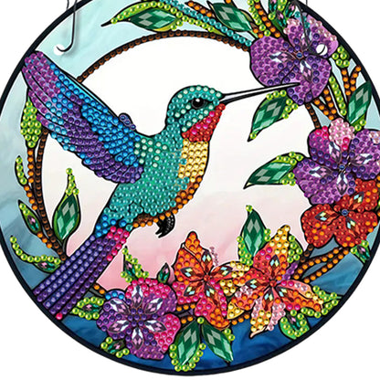 Acrylic Bird Single-Sided Round Diamond Painting Hanging Pendant (19.5x19.5cm)