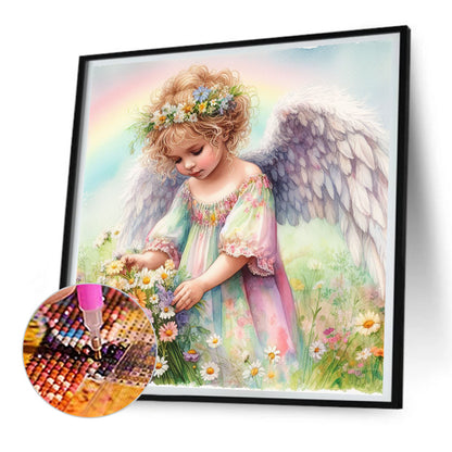 Angel Baby Picking Flowers - Full Round Drill Diamond Painting 30*30CM