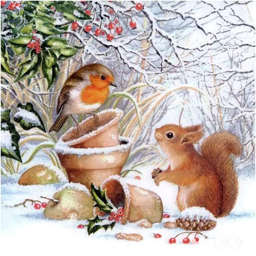 Squirrel And Bird - 11CT Stamped Cross Stitch 40*40CM