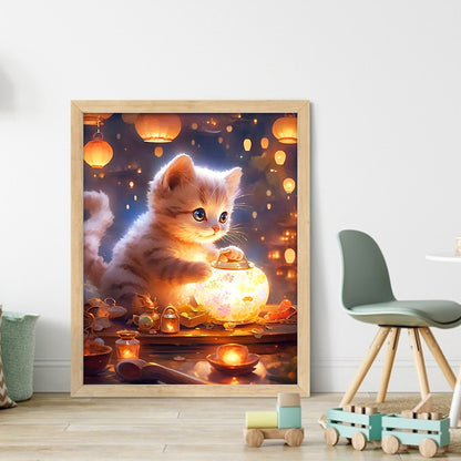 Kitten And Lantern - 11CT Stamped Cross Stitch 40*50CM