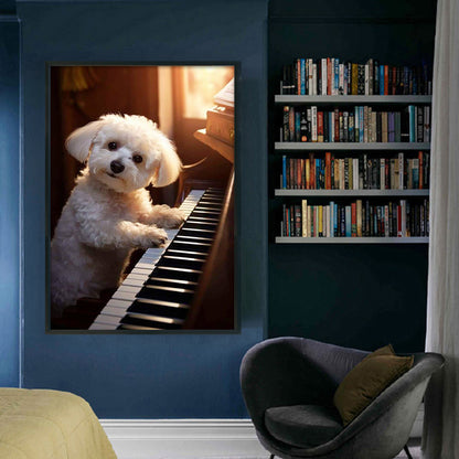 Puppy Playing Piano - 11CT Stamped Cross Stitch 40*60CM