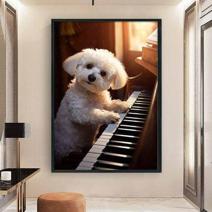 Puppy Playing Piano - 11CT Stamped Cross Stitch 40*60CM