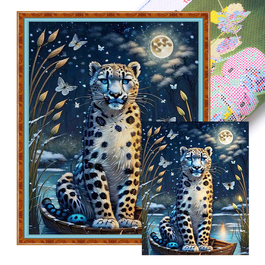 Leopard Under The Moon - 11CT Stamped Cross Stitch 50*60CM