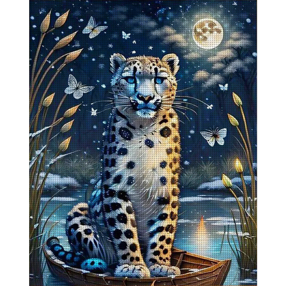 Leopard Under The Moon - 11CT Stamped Cross Stitch 50*60CM