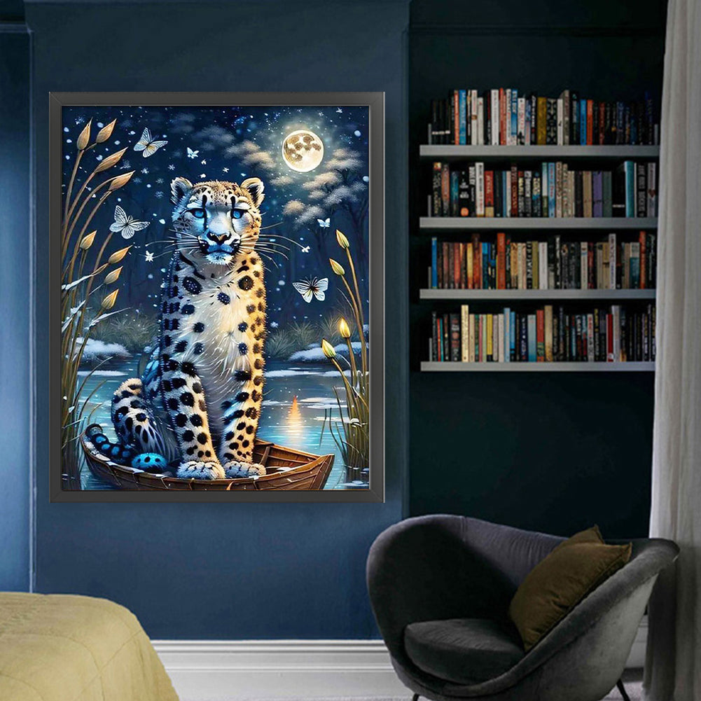 Leopard Under The Moon - 11CT Stamped Cross Stitch 50*60CM