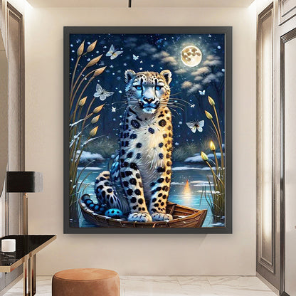 Leopard Under The Moon - 11CT Stamped Cross Stitch 50*60CM