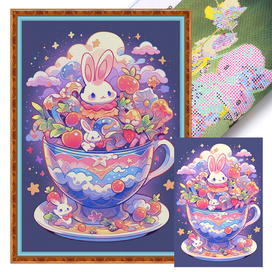 Bunny In Teacup - 11CT Stamped Cross Stitch 40*60CM