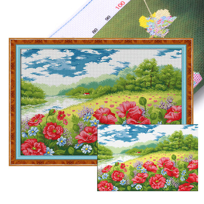 Poppy Garden - 11CT Stamped Cross Stitch 92*66CM