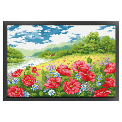 Poppy Garden - 11CT Stamped Cross Stitch 92*66CM