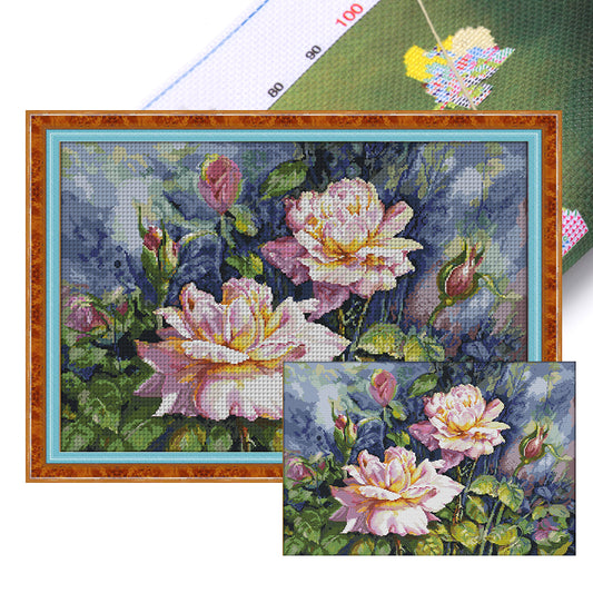 Vintage Rose Flower - 11CT Stamped Cross Stitch 75*55CM(Joy Sunday)