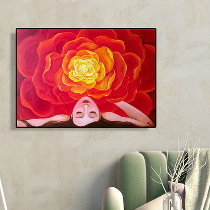 Flowers Bloom Hair Woman - Full Round Drill Diamond Painting 40*30CM