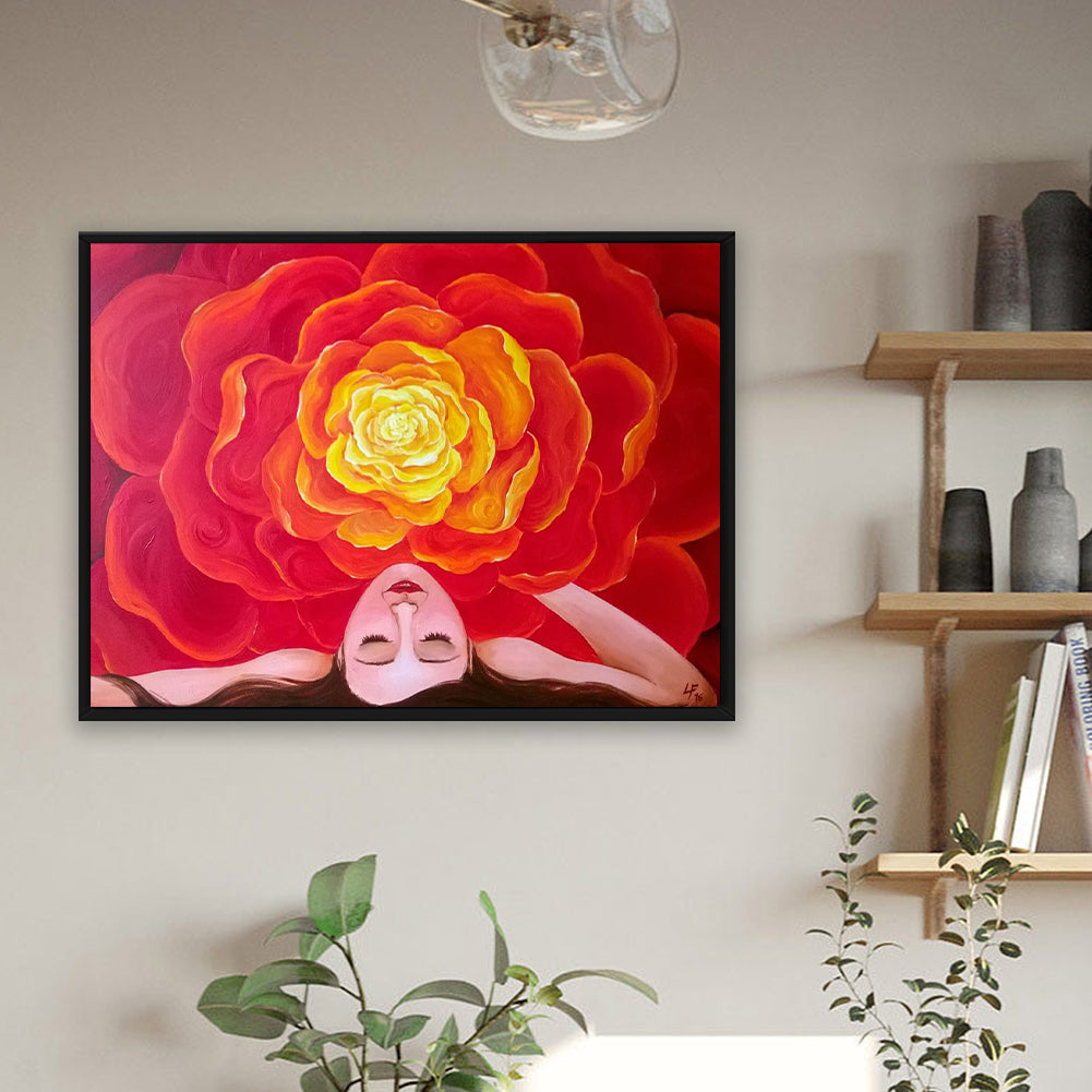 Flowers Bloom Hair Woman - Full Round Drill Diamond Painting 40*30CM