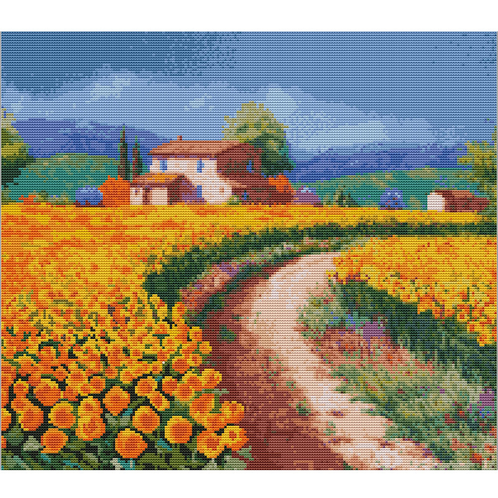 Garden Shed Three - 14CT Stamped Cross Stitch 44*40CM(Joy Sunday)