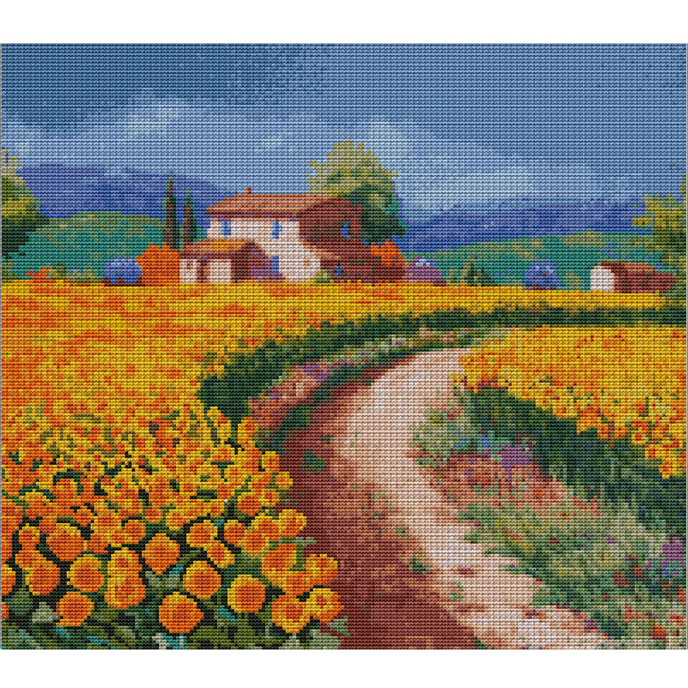 Garden Shed Three - 14CT Stamped Cross Stitch 44*40CM(Joy Sunday)