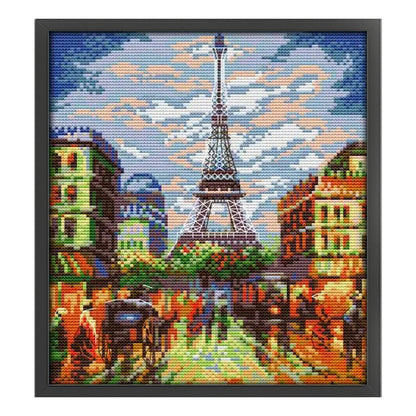 Paris Scenery - 14CT Stamped Cross Stitch 26*29CM(Joy Sunday)