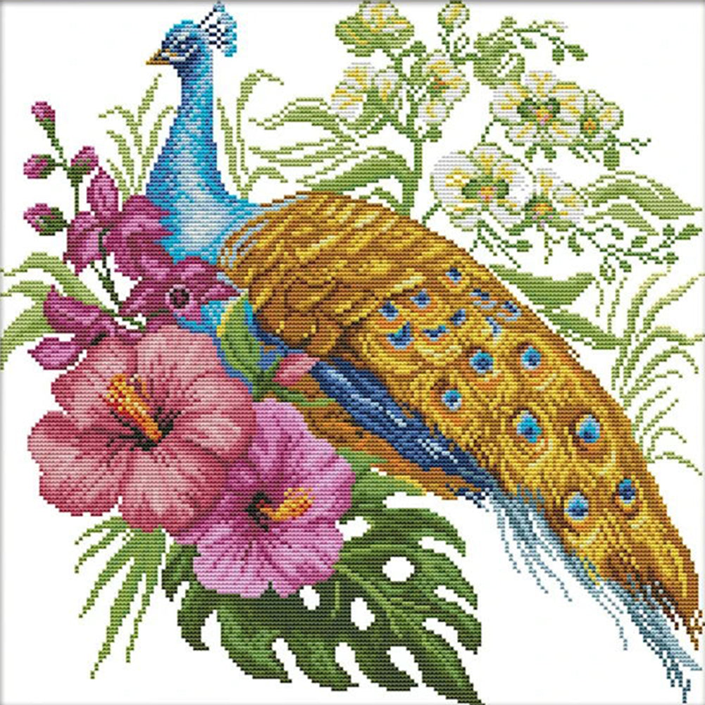 Peacock Three - 14CT Stamped Cross Stitch 41*40CM(Joy Sunday)