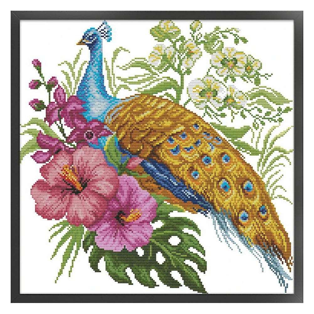 Peacock Three - 14CT Stamped Cross Stitch 41*40CM(Joy Sunday)