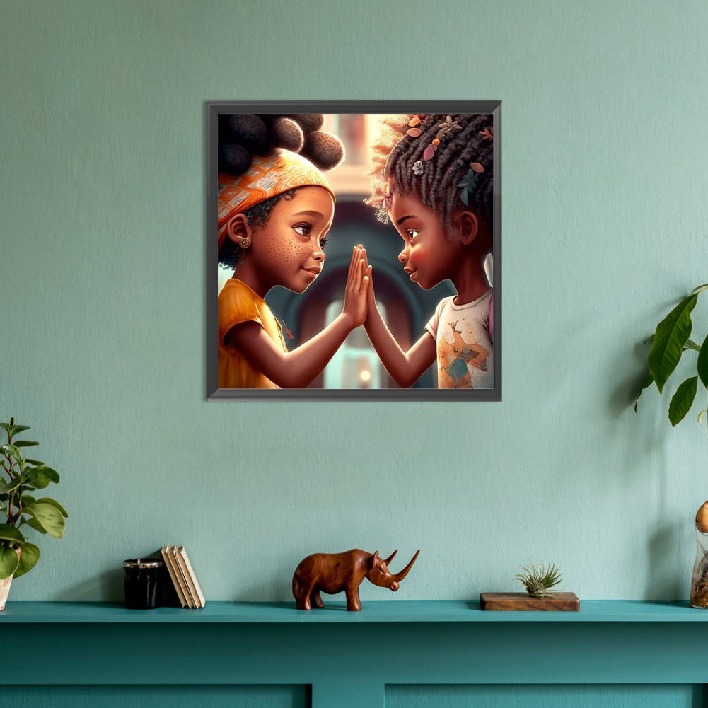 Black Girl - Full Round Drill Diamond Painting 30*30CM