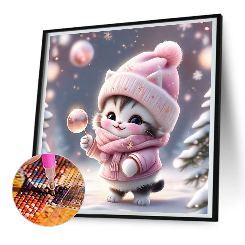 Kitten - Full Round Drill Diamond Painting 30*30CM