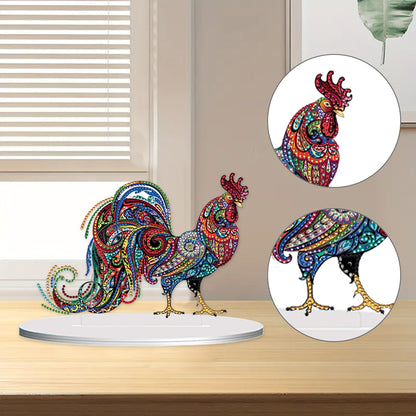 Diamond Painting Desktop Ornament Kit for Office Desktop Decor 20x25cm (Rooster)