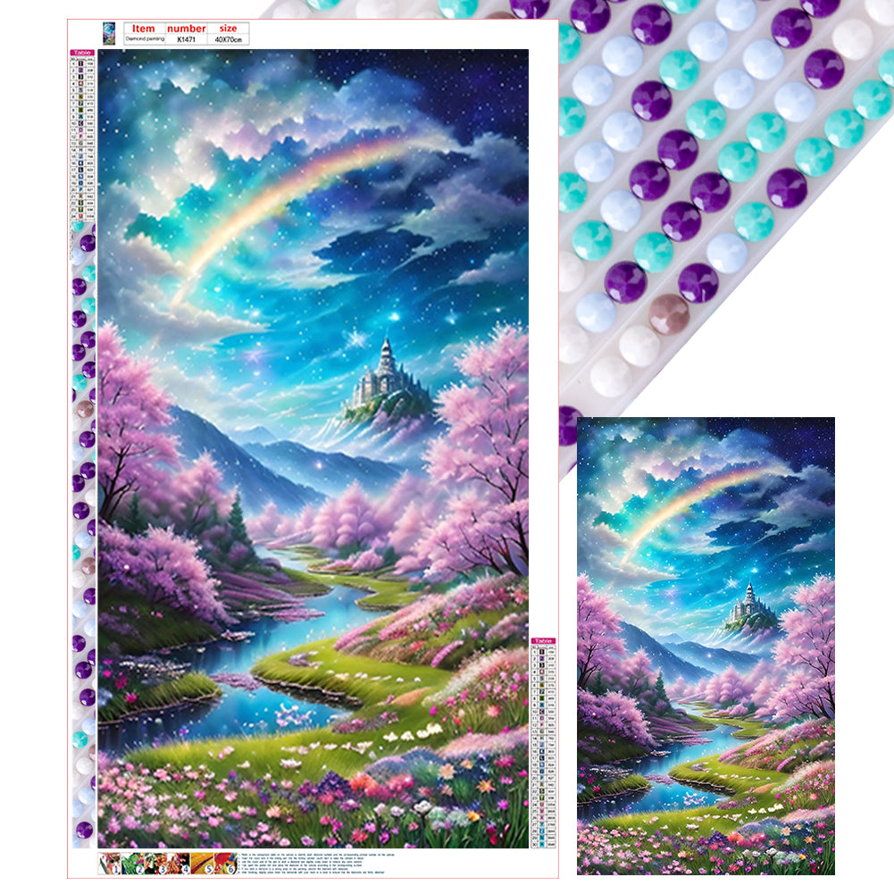 Mountain Wild Flowers And Trees - Full Round Drill Diamond Painting 40*70CM