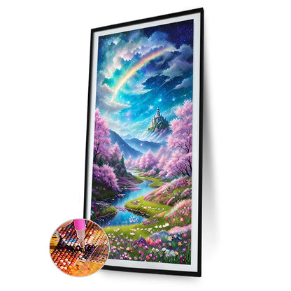 Mountain Wild Flowers And Trees - Full Round Drill Diamond Painting 40*70CM