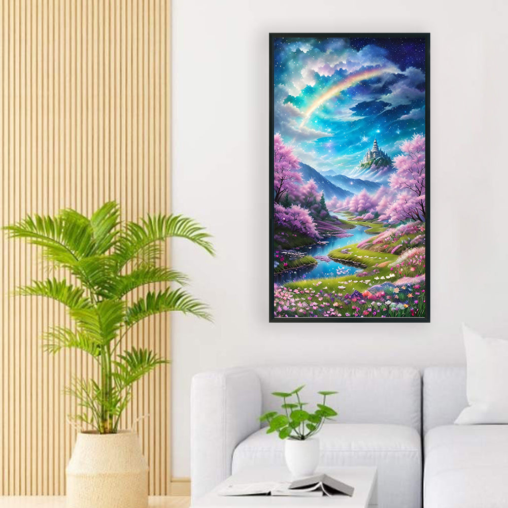 Mountain Wild Flowers And Trees - Full Round Drill Diamond Painting 40*70CM