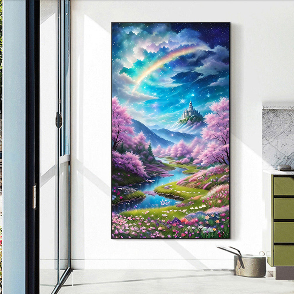 Mountain Wild Flowers And Trees - Full Round Drill Diamond Painting 40*70CM