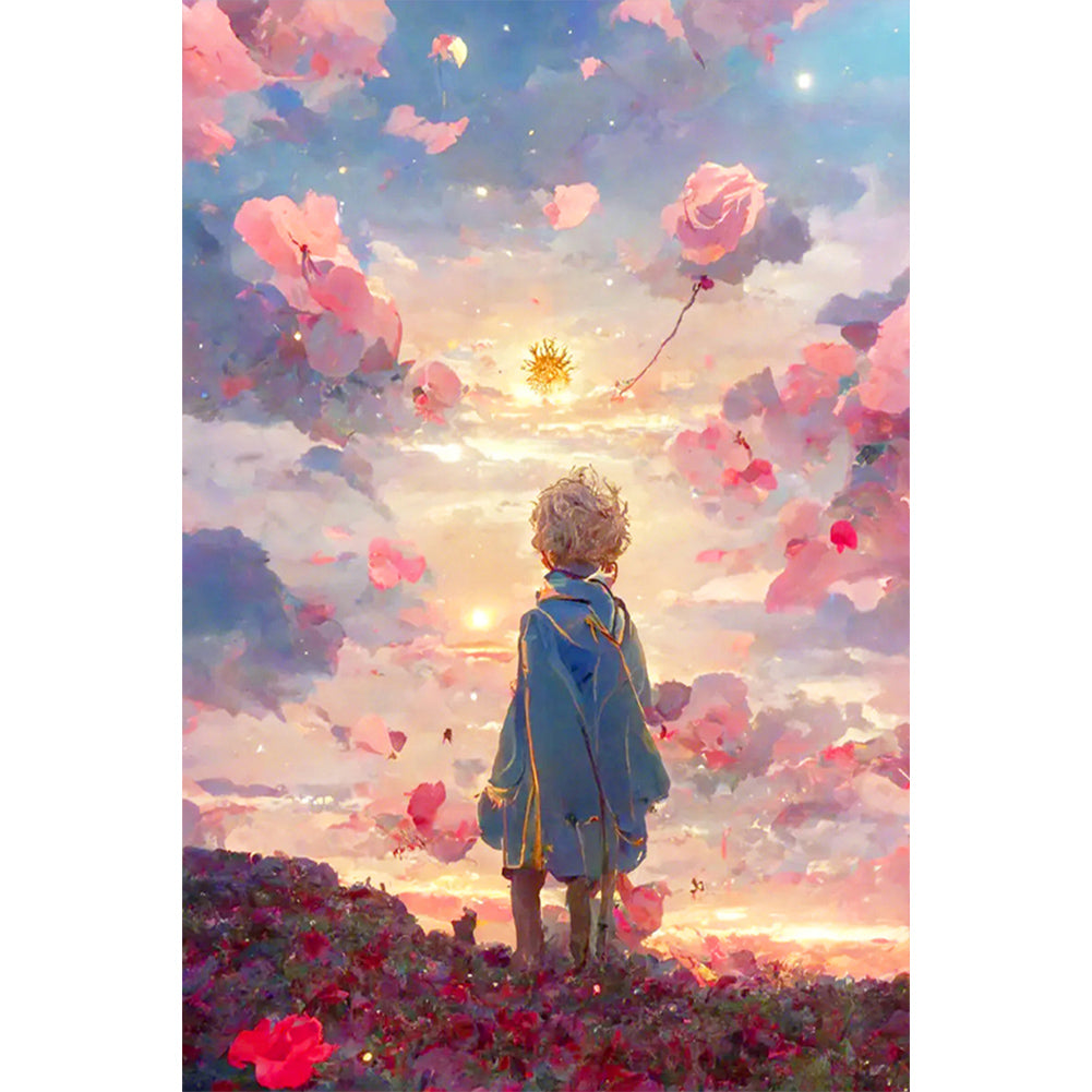 The Little Prince And The Rose Field - Full Round Drill Diamond Painting 40*60CM