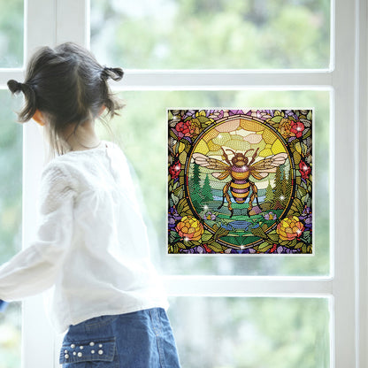 Diamond Painting Sticker Gem Sticker for Kid Gift 30x30cm (Stained Glass Bee)