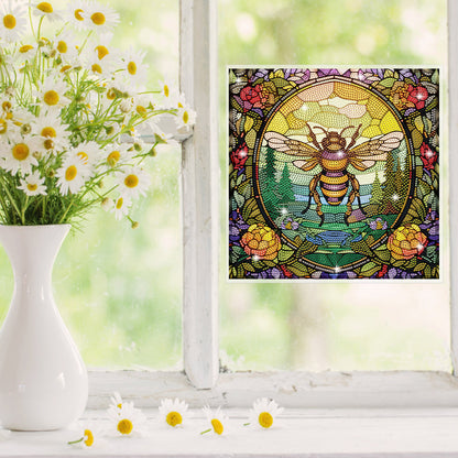 Diamond Painting Sticker Gem Sticker for Kid Gift 30x30cm (Stained Glass Bee)