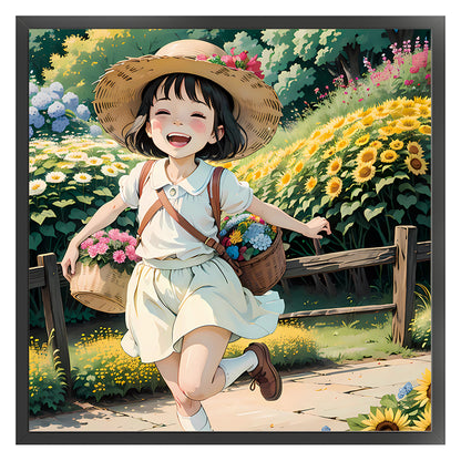 Sunflower Girl - 11CT Stamped Cross Stitch 50*50CM