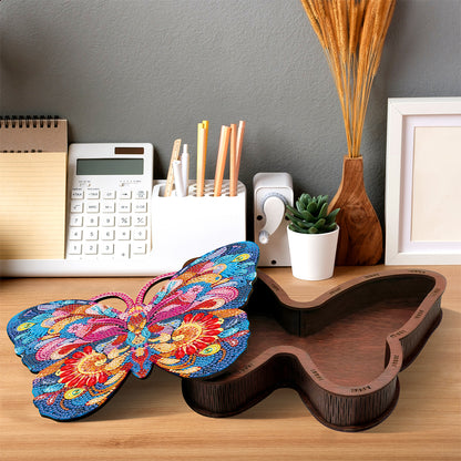 Wood DIY Diamond Painting Jewelry Organizer Box Kit for Adults Kids (Butterfly)