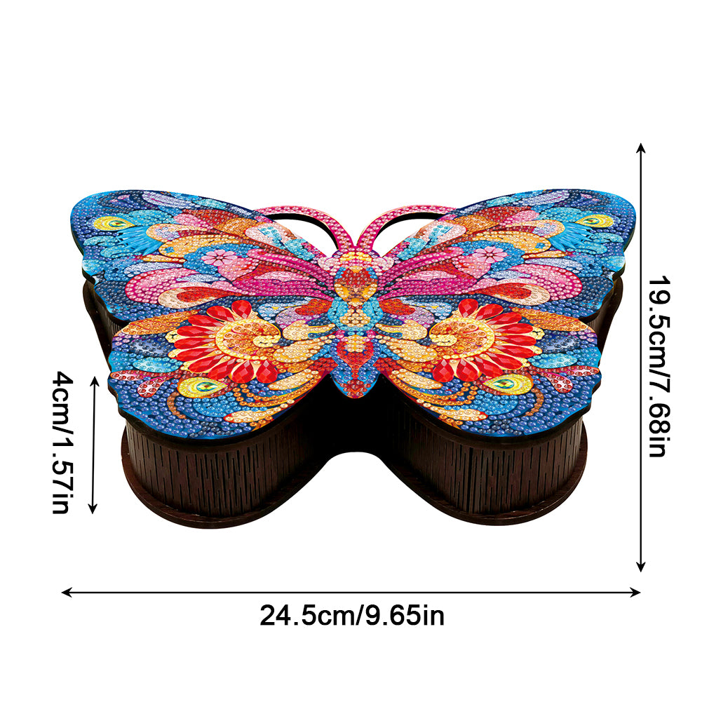 Wood DIY Diamond Painting Jewelry Organizer Box Kit for Adults Kids (Butterfly)