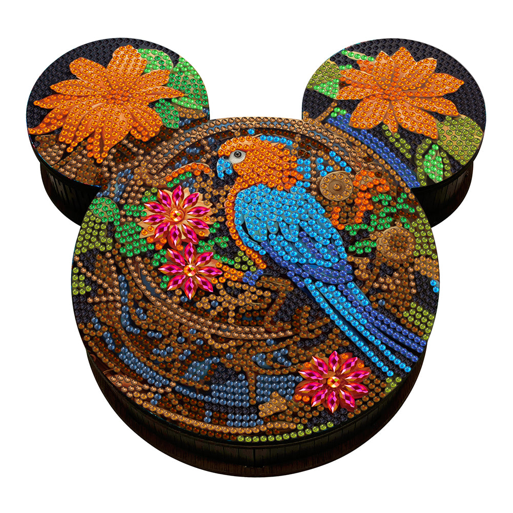 Wood DIY Diamond Painting Jewelry Organizer Box Kit for Adults Kids(Flower Bird)
