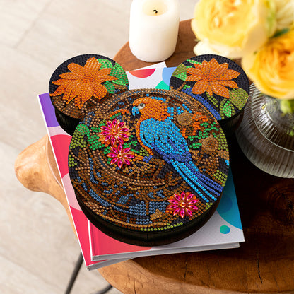 Wood DIY Diamond Painting Jewelry Organizer Box Kit for Adults Kids(Flower Bird)