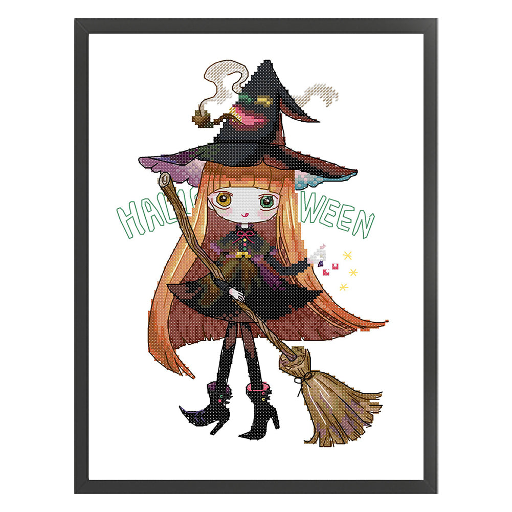 Witch - 14CT Stamped Cross Stitch 27*35CM(Joy Sunday)