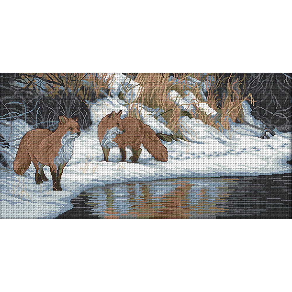 Winter Fox - 11CT Stamped Cross Stitch 89*42CM(Joy Sunday)