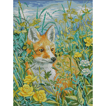 Fox In Flowers - 11CT Stamped Cross Stitch 48*63CM(Joy Sunday)