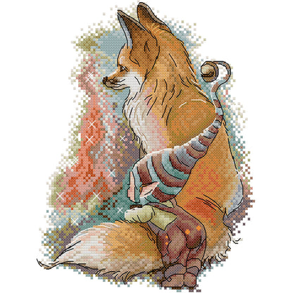 Fox And Elf - 11CT Stamped Cross Stitch 27*36CM(Joy Sunday)