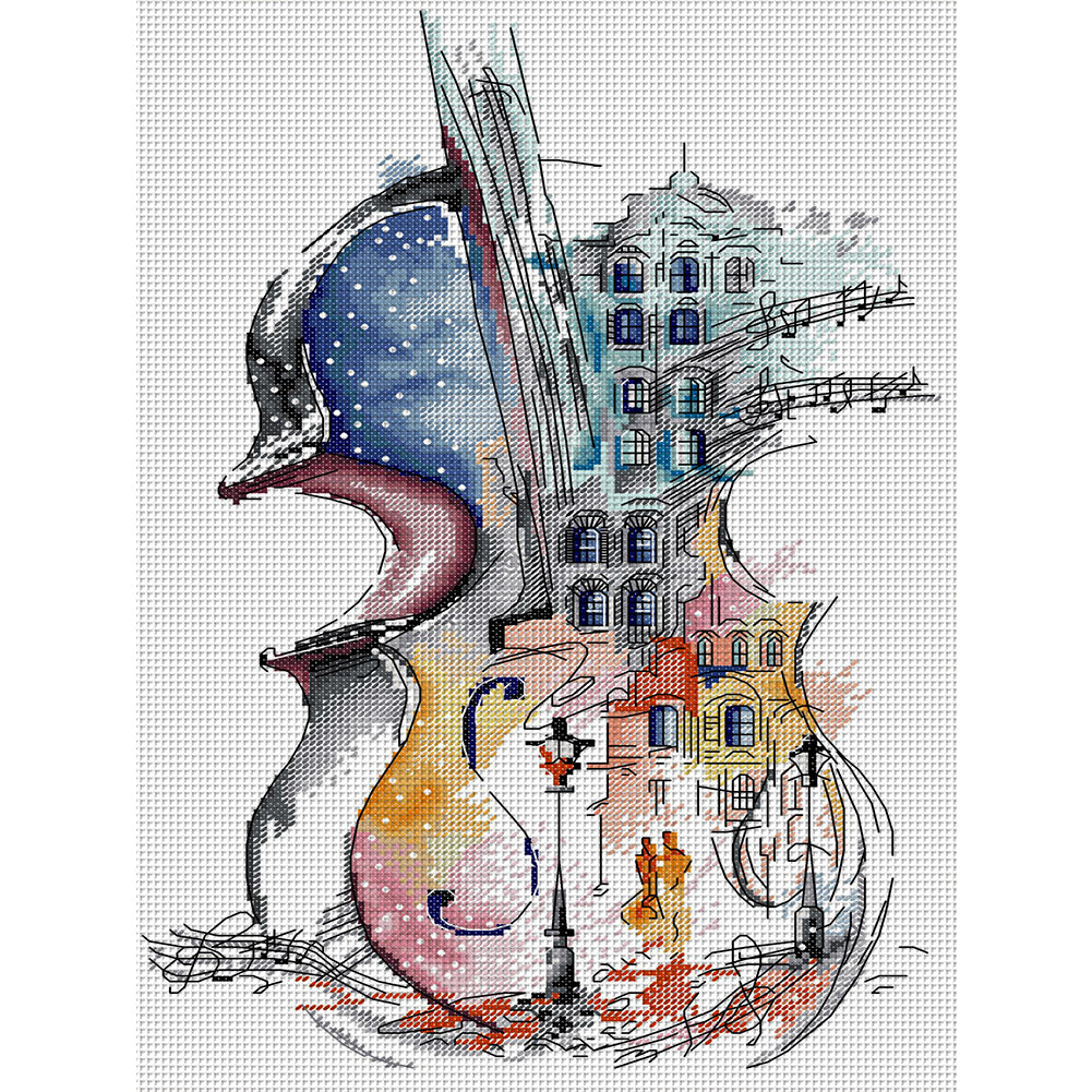 Music City-Romantic Cello - 14CT Stamped Cross Stitch 29*42CM(Joy Sunday)