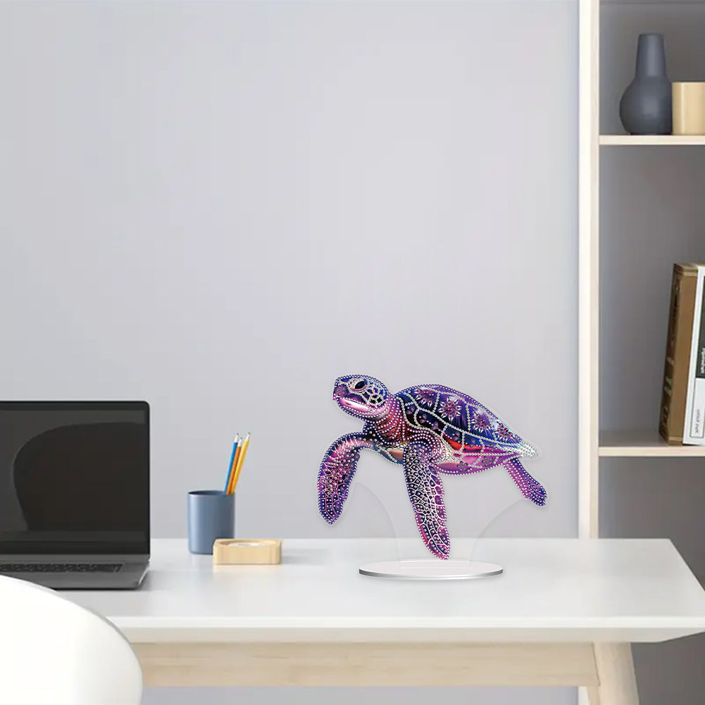 5D Diamond Painting Desktop Ornament for Home Office Desktop Decor (Sea Turtle)