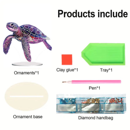 5D Diamond Painting Desktop Ornament for Home Office Desktop Decor (Sea Turtle)